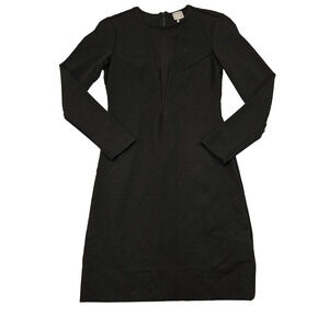 Bobi Women's Black Long Sleeve Mesh Accent Crew Neck Mini‎ Dress. Size XS